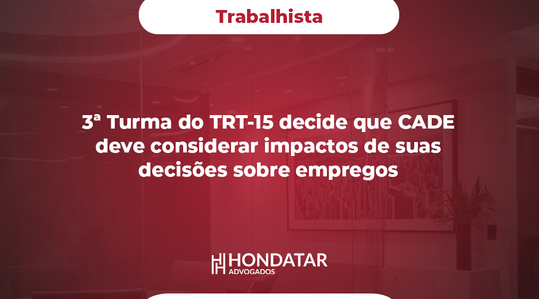 3ª Turma do TRT-15 decide que CADE deve considerar impactos de suas decisões sobre empregos