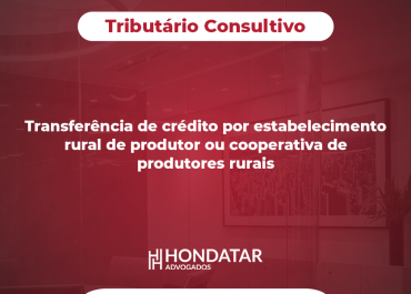 Transferência de crédito por estabelecimento rural de produtor ou cooperativa de produtores rurais